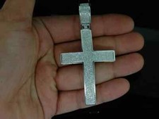 3CT Round Cut Real Moissanite Men's Cross Pendant 925 Sterling Silver