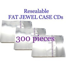 Resealable Outer Plastic Sleeves for FAT TYPE DOUBLE CD Jewel Cases 300 pieces