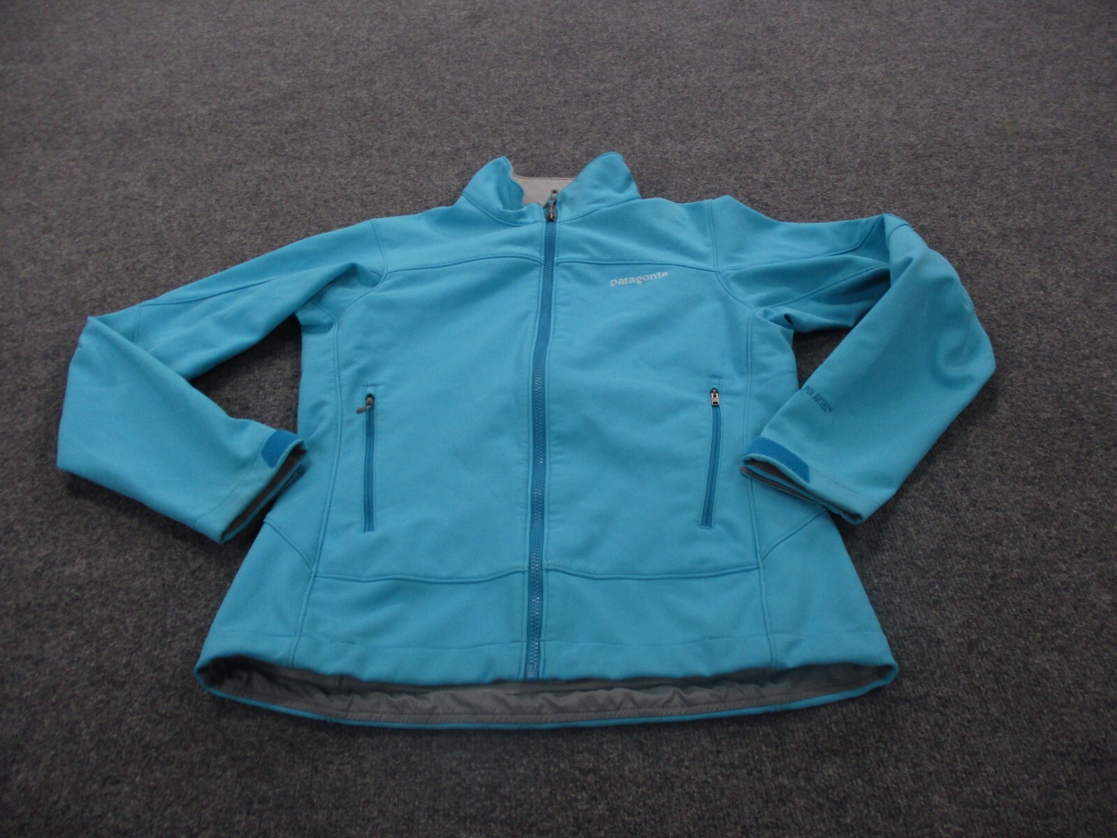 Patagonia Women's M Blue Softshell Grid Lined Polartec Hiking Camping Jacket 83395