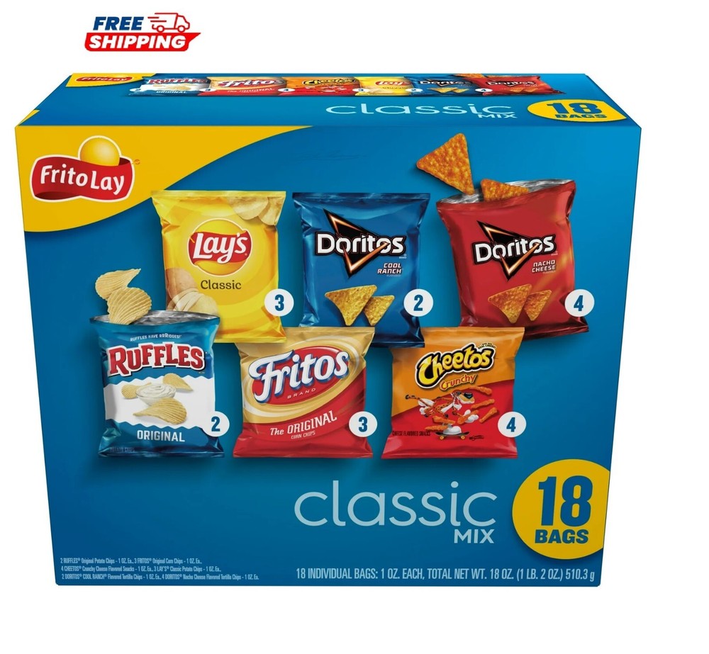 Frito-Lay Classic Mix Variety Pack Snack Chips, 18 Count