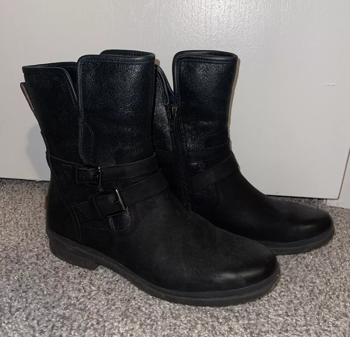 Ugg Leather Motorcycle Boots Size 11 eBay