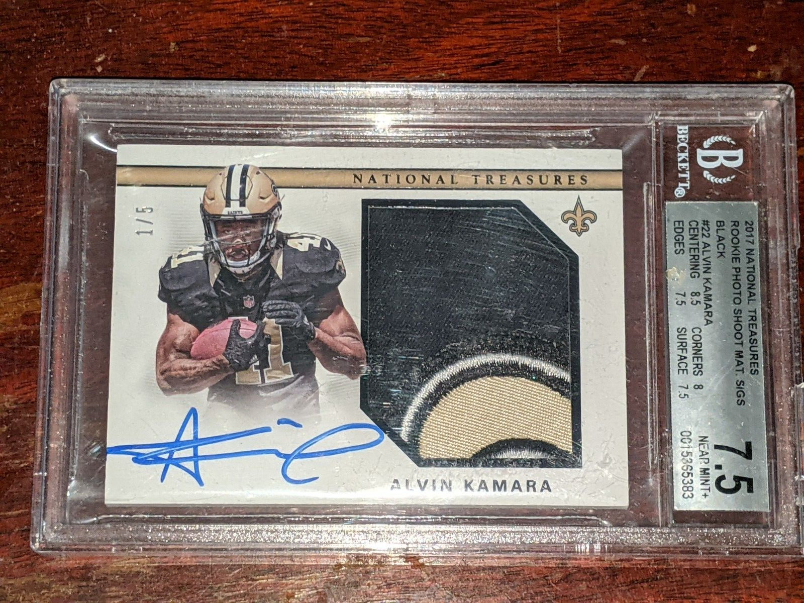 Alvin Kamara Panini National Treasures Rookie Material Signatures Rps #AK Black
