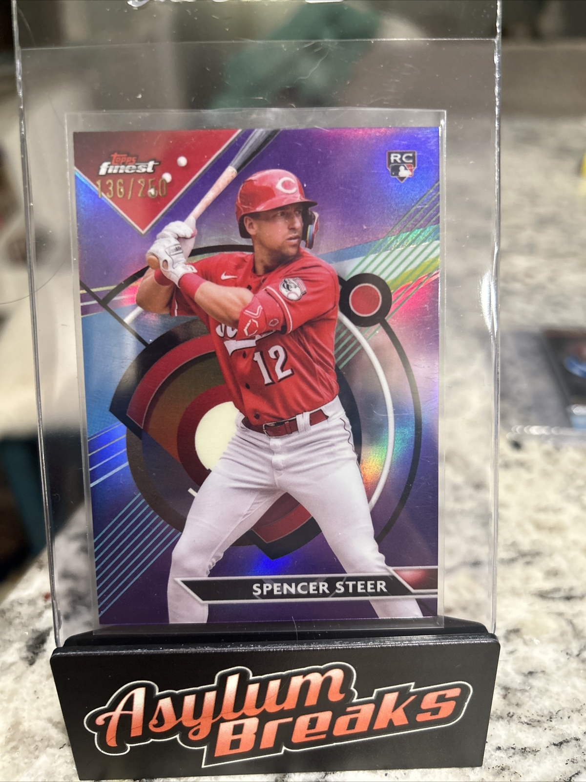 2023 Topps Finest - Purple Refractor #95 Spencer Steer /250 (RC)