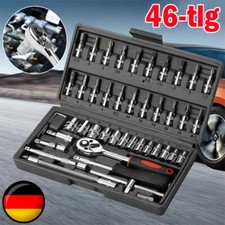 STECKSCHLÜSSEL SATZ 1/4" 46-TLG KNARRENKASTEN Nüsse Bits TX Kleine Knarre DE