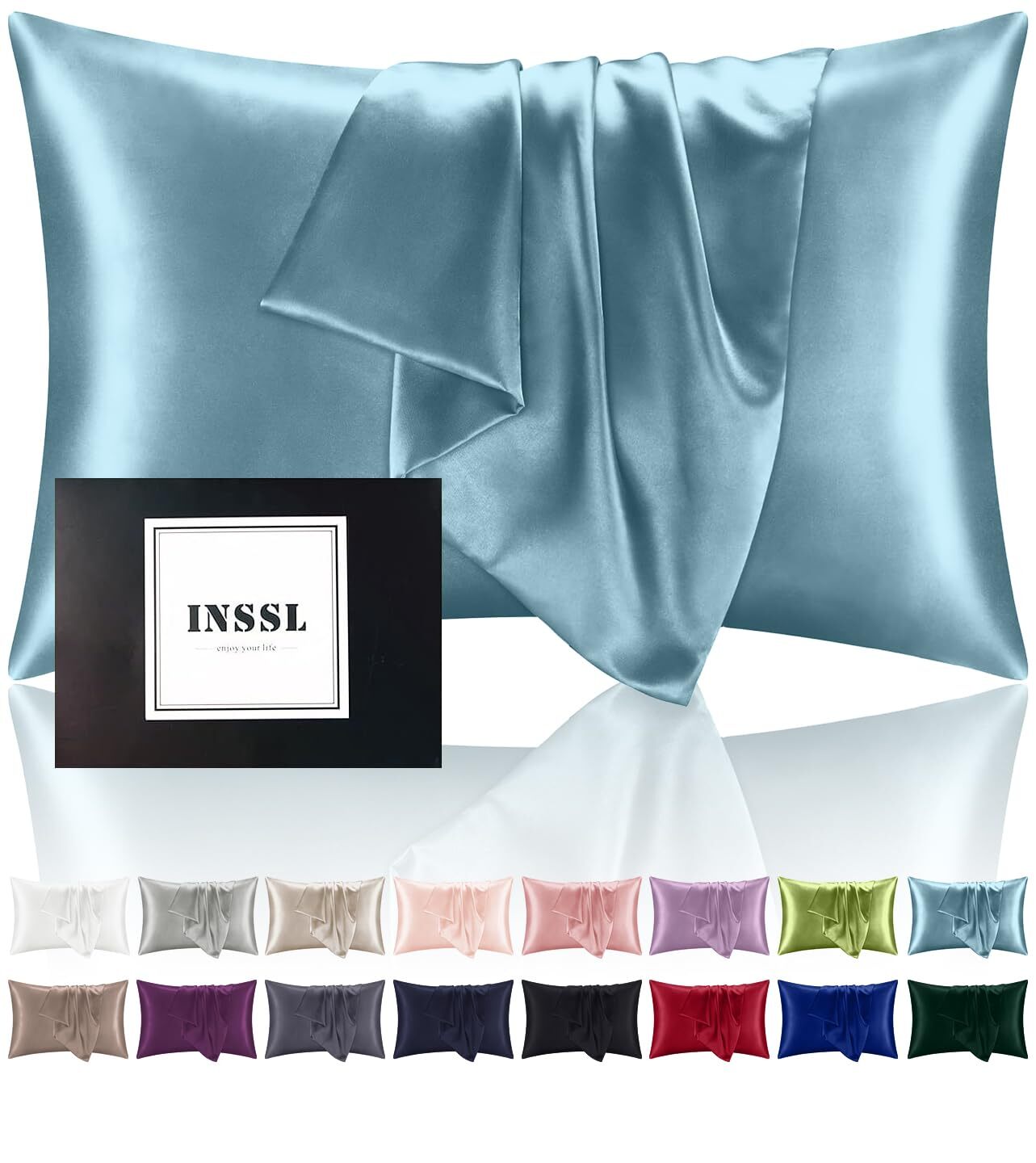 INSSL Silk Pillowcase for Women Mulberry Silk Pillowcase for Hair and Skin an...-image