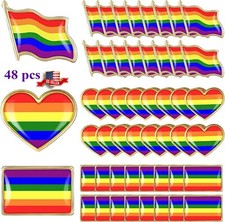 48pcs Rainbow Pride LGBTQ Gay Flag Heart Brooch Pin Enamel Lapel Fashion Jewelry