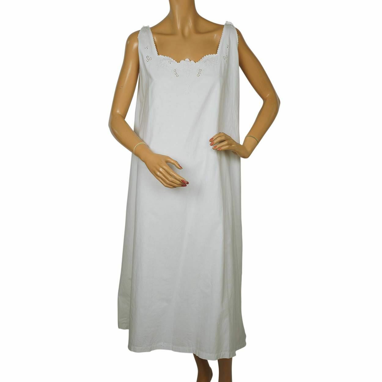 Antique White Cotton Nightie Embroidered Nightgown 1910s Size Large | eBay
