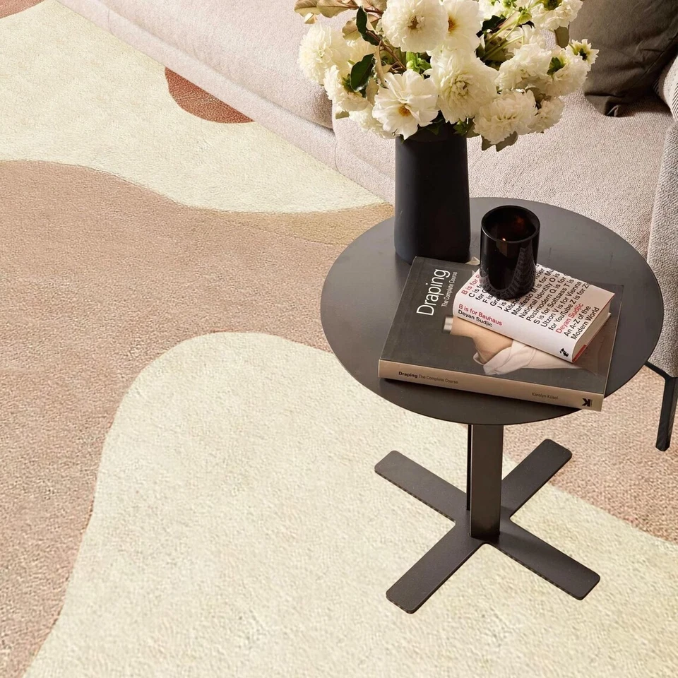 Rug Hand Tufted 100% Wool Area Rug Round Handmade Carpet for Room Livingroom - Image 4 of 4