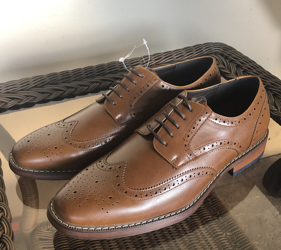 SAOLA Scarpe stringate VAN HEU "George" da uomo marroni con memory foam TAGLIA 8