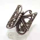 VTG 4.7gr Sterling Silver Butterfly Insect Filigree Wide Knuckle Ring Size 6 FZ1