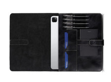 file Folder pen card pocket cow Leather Messenger Briefcase ipad bag black Q407