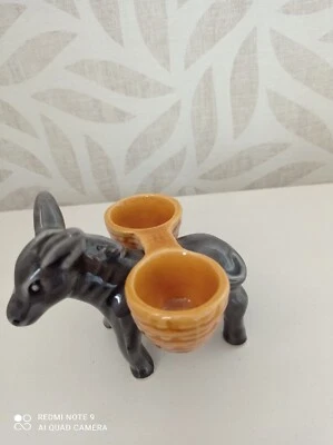 ancien saleron salière poivrière ane mule en céramique vintage - Photo 1/4