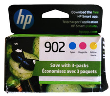 HP 902 Cyan Magenta Yellow 3 Pack Ink Cartridge with Deformed Box Exp: 07-2026