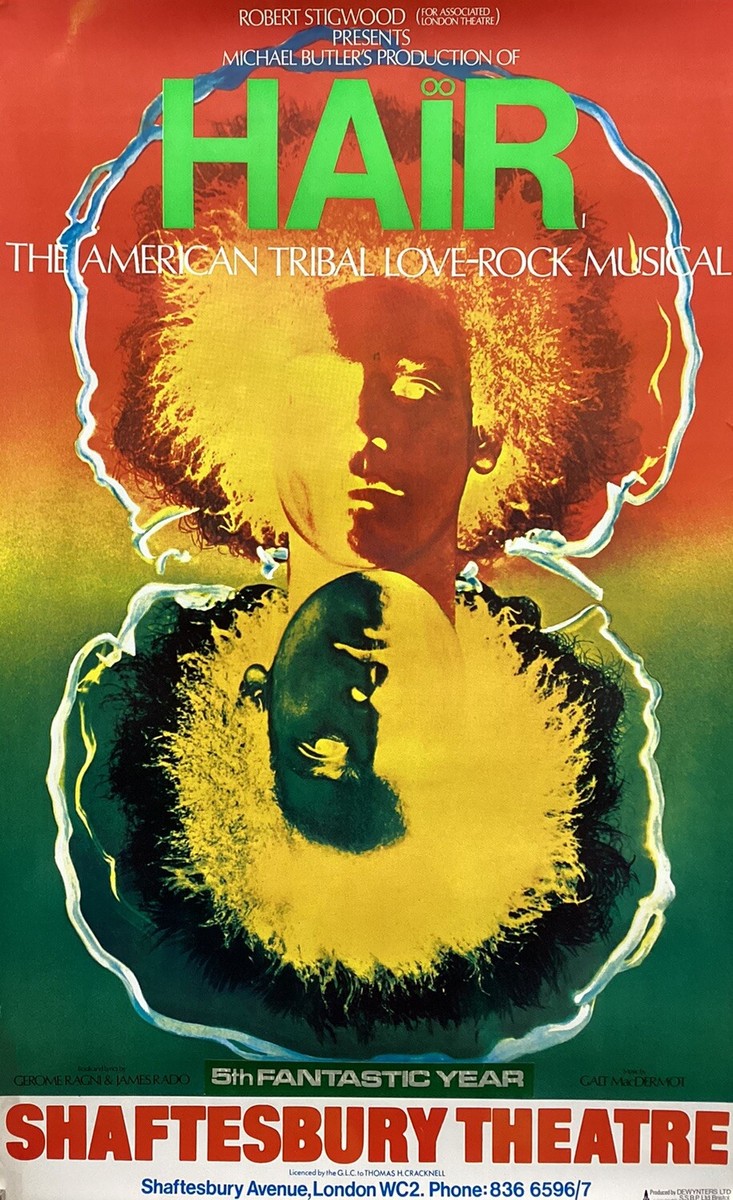 Hair Original Theater Poster 1969 London Production at the