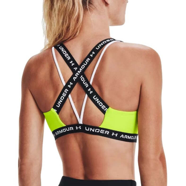 Under Armour Women's Crossback Low Sports Bra High-Vis Yellow/Black/White