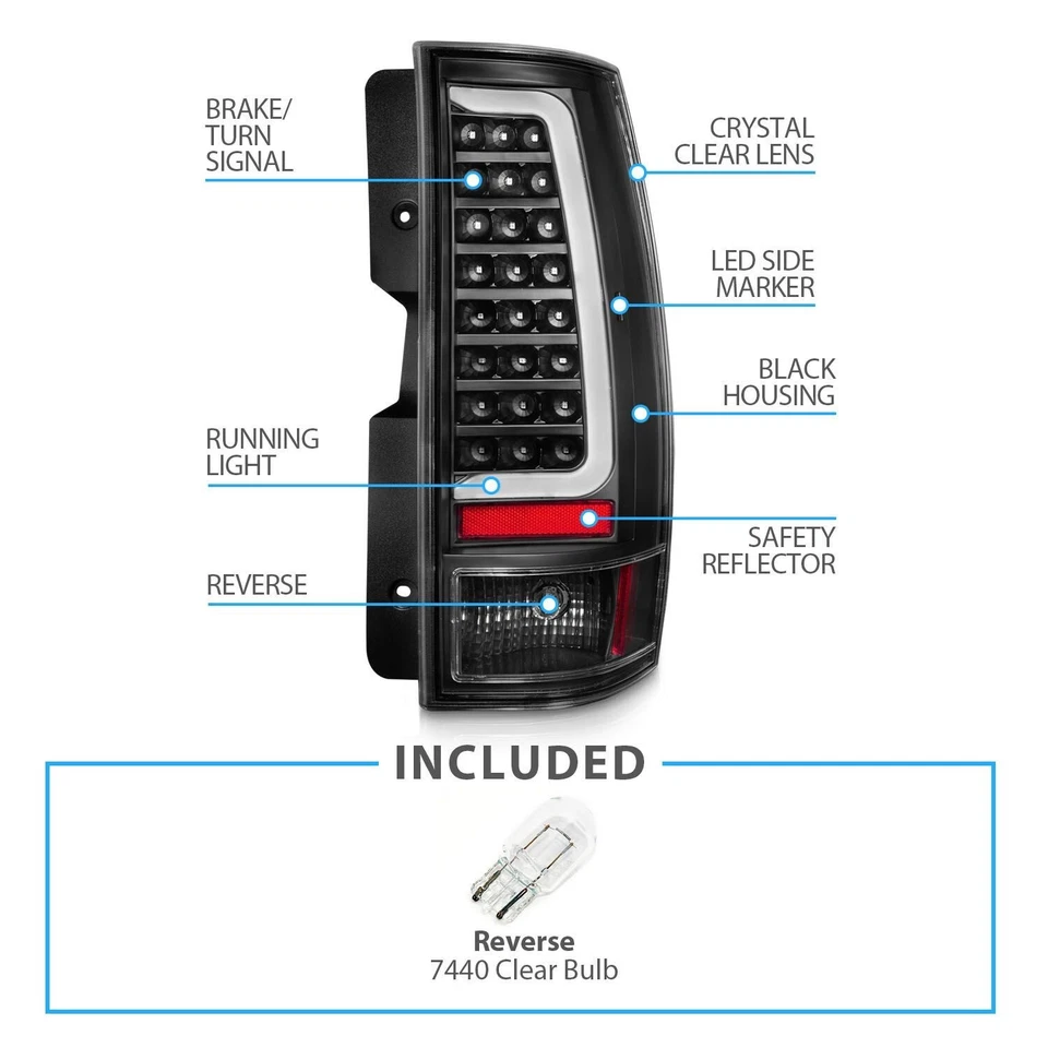 Black C-BAR LED Taillights for 2007-2014 Chevy Tahoe Suburban / GMC Yukon - Image 3 of 4