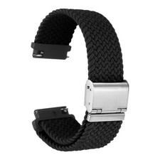 20mm Nylon Braided Watch Bands with Stainless Steel Buckle, Black