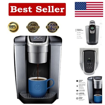 Elegant Brushed Silver K-Elite Single Serve Coffee Brewer with Strength Control