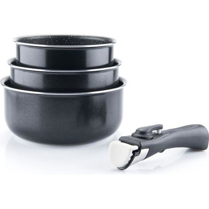Batterie de casseroles Arthur Martin AM120B induction en aluminium noir amovible