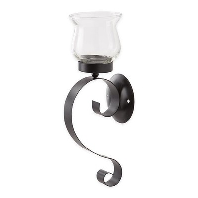 Zingz & Thingz Gallery Of Light Black Rustic Iron And Glass Scrolling Candle