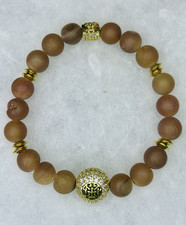 Rustic Cuff  Trina  Natural Agate Stretch Bra...