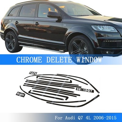 Glossy Black Chrome Delete Window Trims For Audi Q7 4L 2006-2015