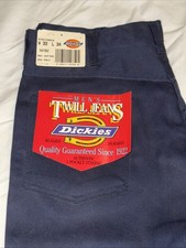 NWT Vtg 90s Men s Twill Jeans DICKIES Workwear BLUE Pant 33x34 U4798Z Deadstock