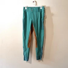 SmartPak Piper Teal Brown Suede Riding Pants Breeches Full Seat Dressage Medium