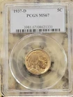 1937-D 5C Buffalo Nickel PCGS graded MS67