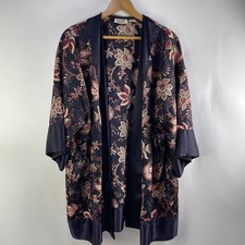 Vtg Victoria's Secret Gold Label Floral Robe Purple One Size Fits Most No Belt