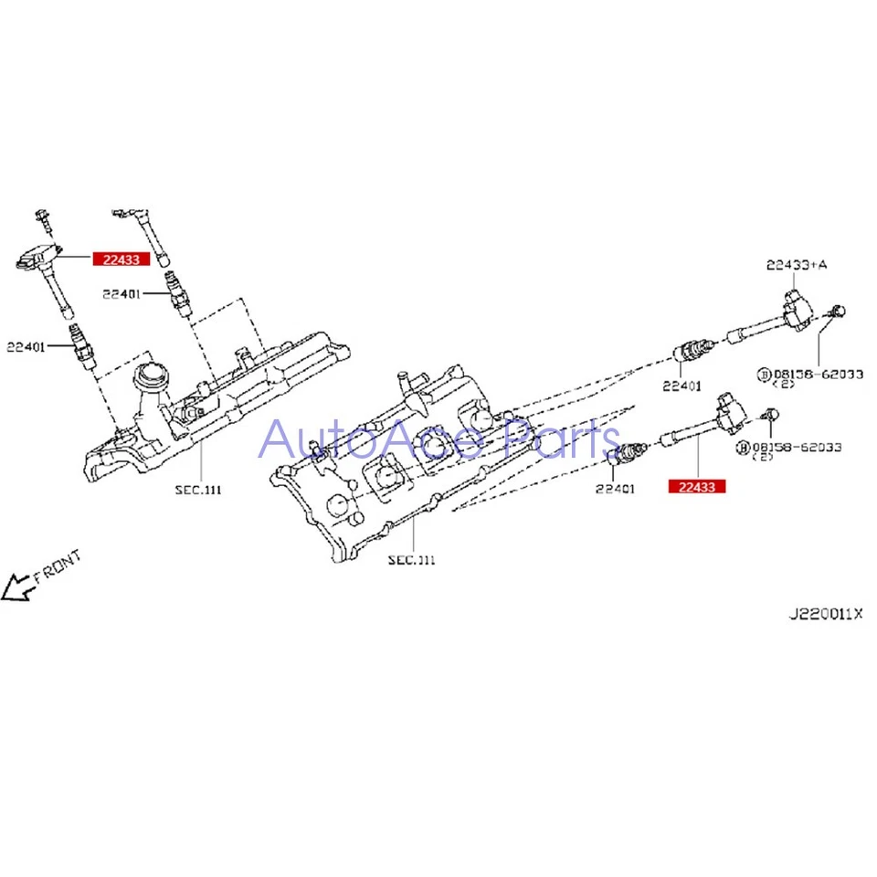 OEM NGK 1LA0A+224481LA0B Ignition Coil *8 For Nissan Titan Armada Infiniti QX80 Foto 3 de 4