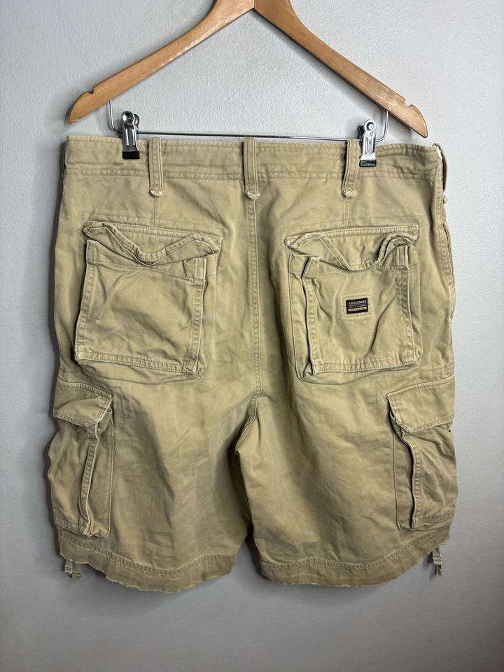 Pantalones Cortos Carga Abercrombie & Fitch Para Hombres 36 Caqui Algodón Utilidad Bolsillos con Cordón Foto 4 de 4