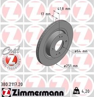 2X Zimmermann Bremsscheibe FüR Mitsubishi Attrage VI & Space Star VI Vo. Ø251Mm