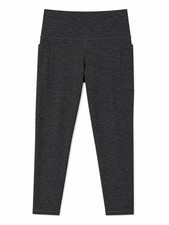 Athleta Salutation Stash Leggings Gray Brown Stitching Powervita 7/8 Size M