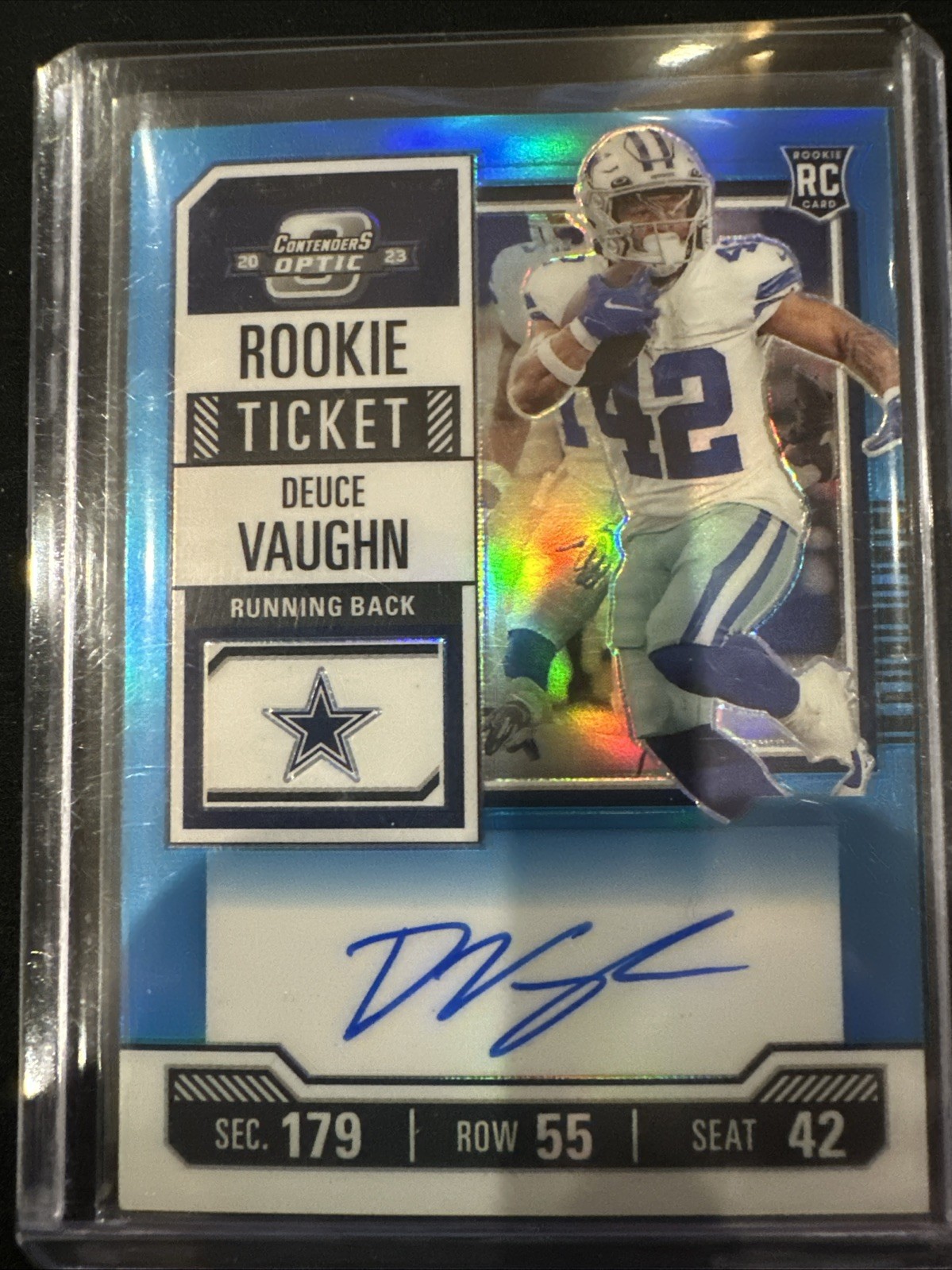 Deuce Vaughn 2023 Contenders Optic #108 Rookie Ticket RPS Autographs Teal /99