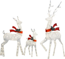 Outdoor Lighted Deer Family Decor 3-Piece Set 5Ft Large Reindeer Christmas Hol