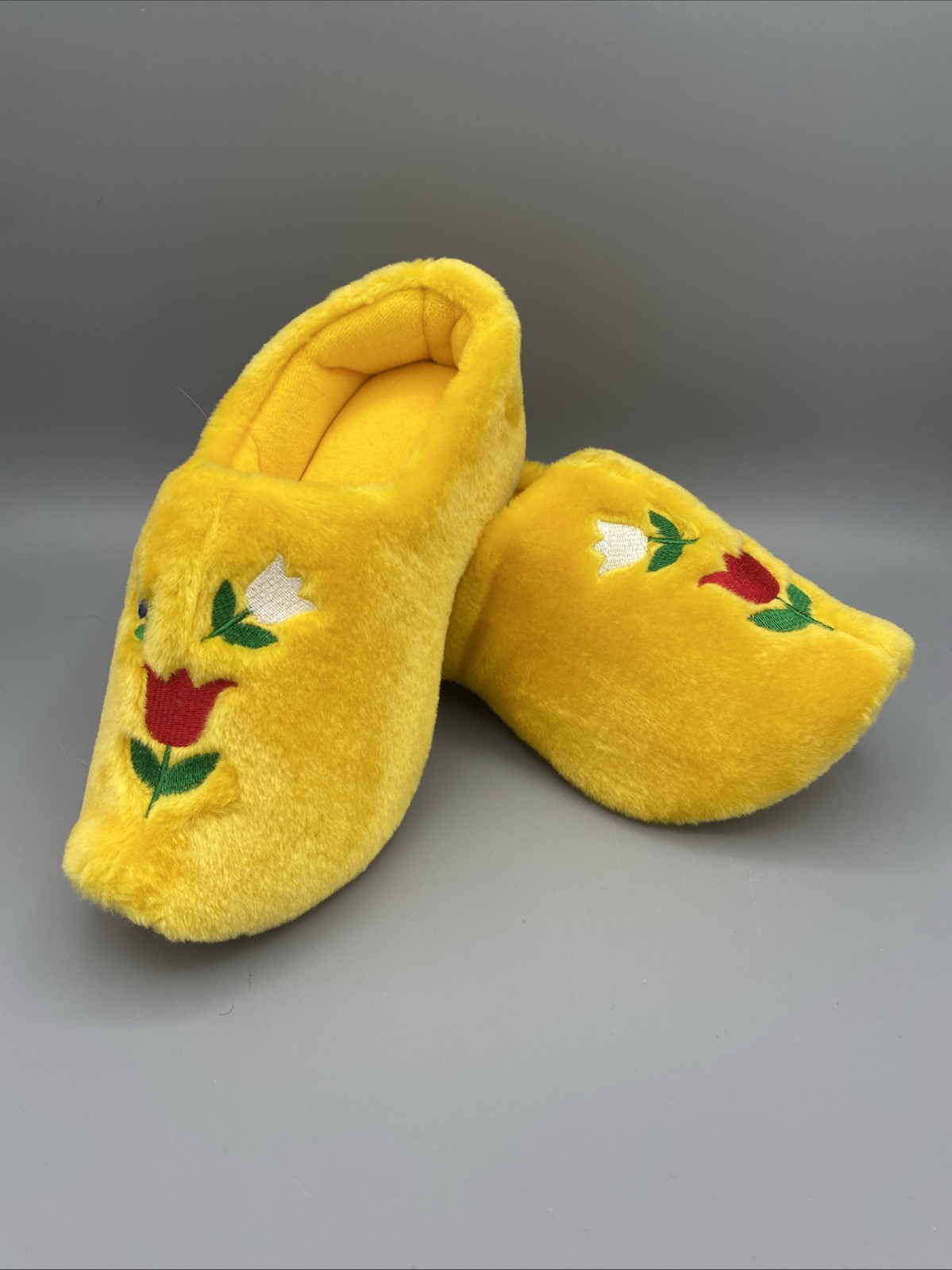 PANTOFOLA D’ORO Zoccoli fuzzy ciabatte donna vintage giallo ricamato floreale taglia 6 6 5