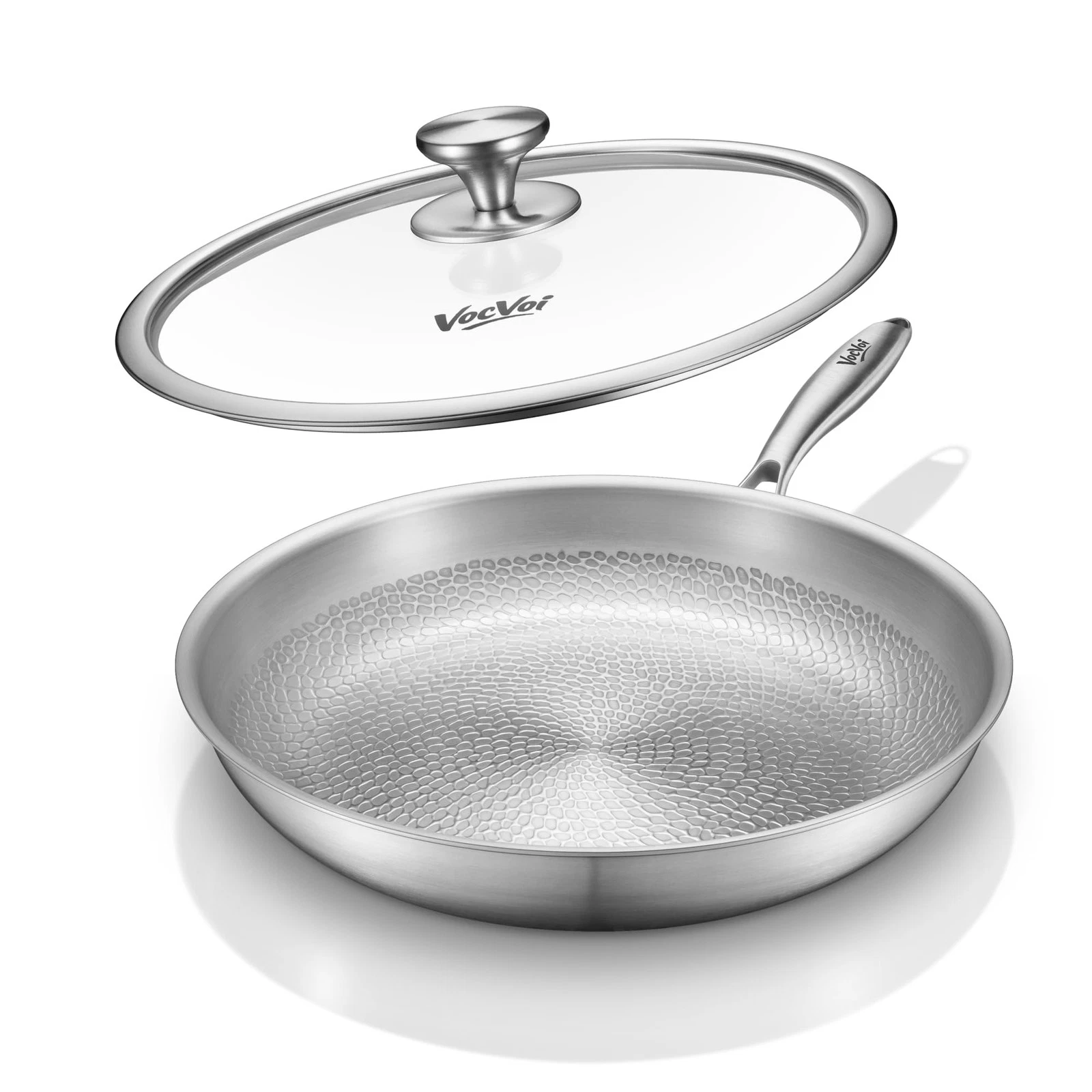 Pan Frying 12 Non Stick w Lid PFAS Free Induction Oven Safe Titanium pans Butter