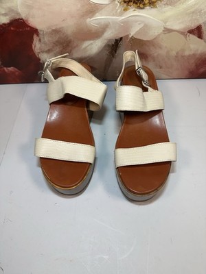 Jessica Simpson White Lizard Embossed Chunky Platform Sandals Y2K S 6.5