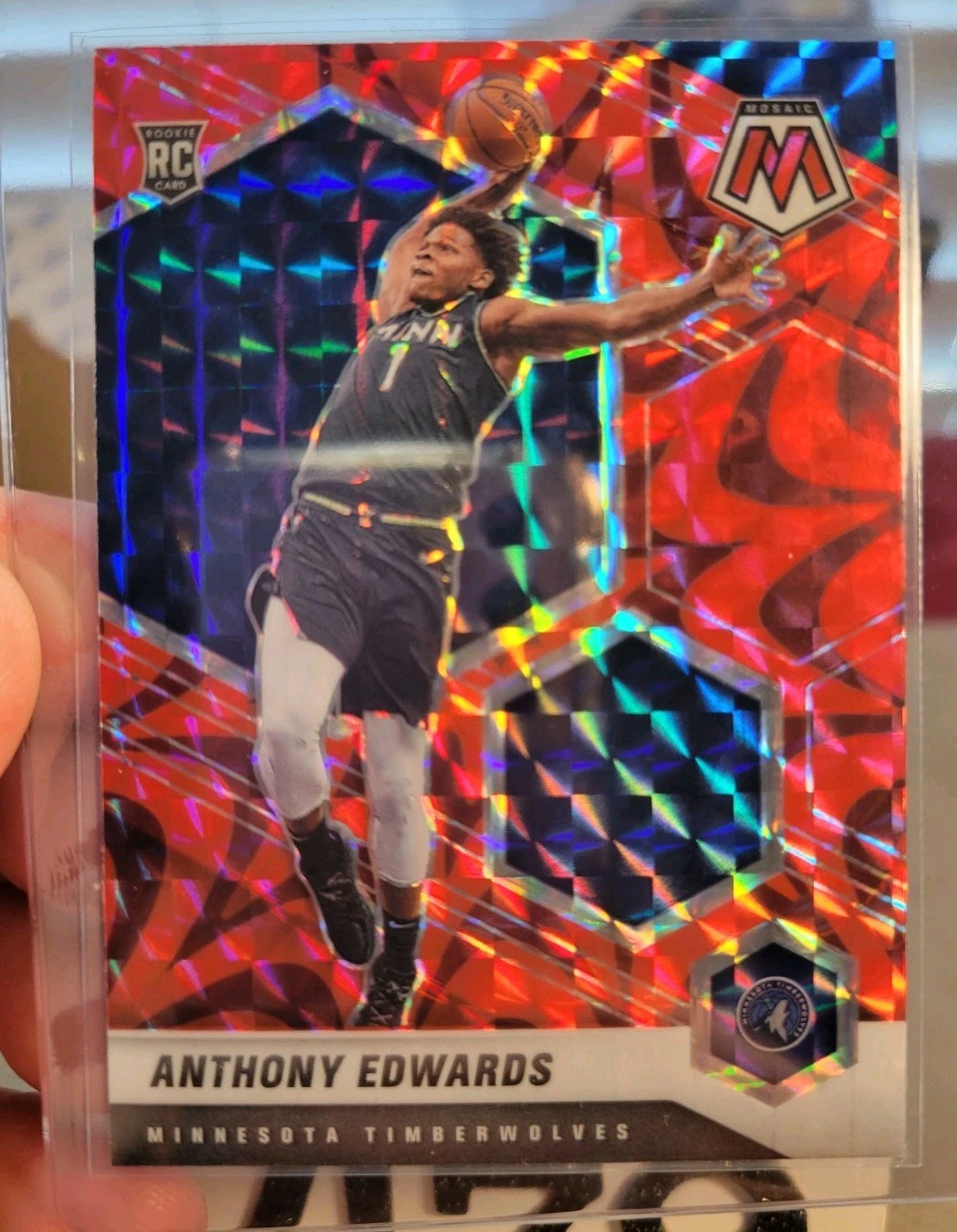 2020-21 Panini Mosaic Rookie Anthony Edwards Red Reactive Prizm #201 Rc 