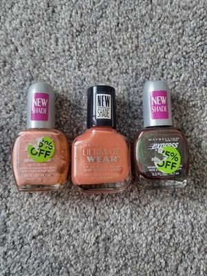 Maybelline Nail Polish 3pc Lot - Ultimate Wear & Express, Rare Shades
