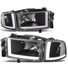 Dual Led Drl Headlight Bumper Signal Lamps For 94-02 Dodge Ram 1500 2500 Black Dual Led Drl Headlight Bumper Signal Lamps For 94-02 Dodge Ram 1500 2500 Black