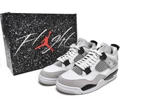 Air Jordan 4 Retro High-Top Shoes, Military Black White/Grey-Black Design