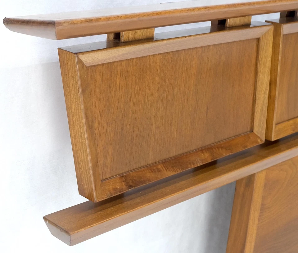 Cabecero cama danés de mediados de siglo moderno con paneles reversibles caña de nogal tamaño king Foto 3 de 4