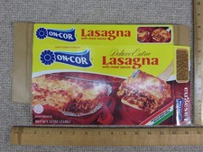 Vtg On-Cor Lasagna Box Empty 1980s Frozen Dinner Food Packaging TV Movie Prop