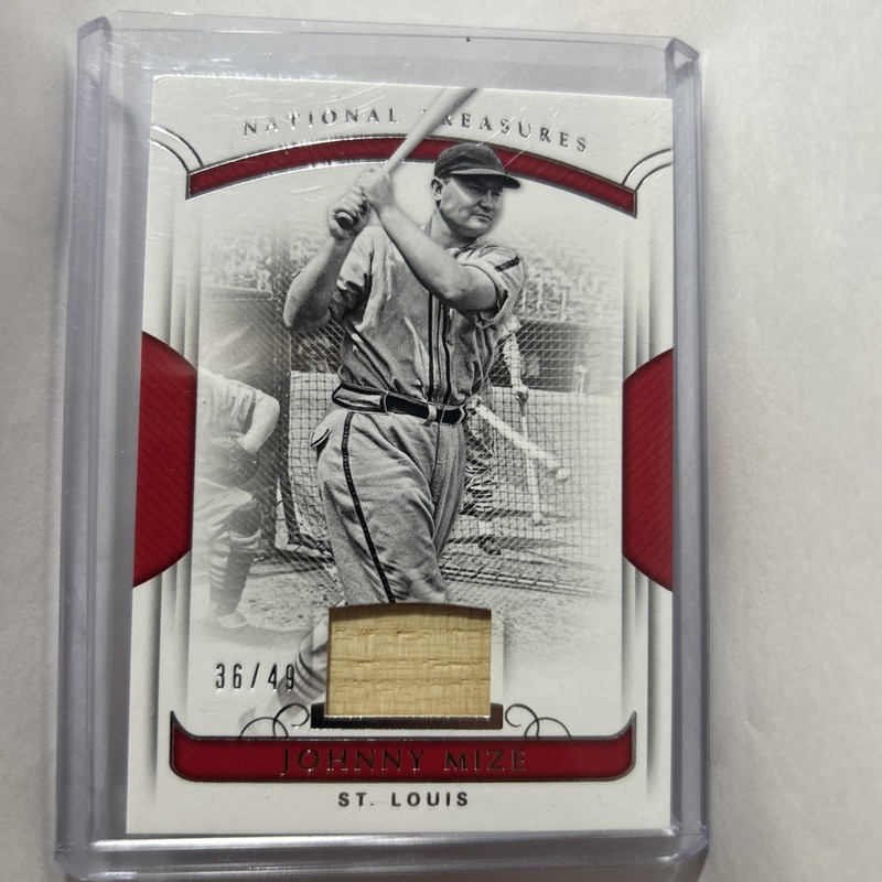 2018 Panini National Treasures Johnny Mize Game-Used Material Bat #36/49