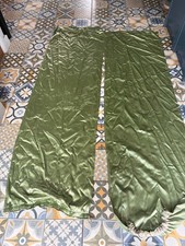 Vintage Green Silky Curtains x 1 pair 56 cm wide x 183 cm long Fabric