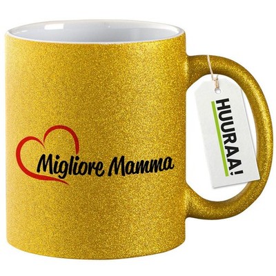 Glitzertasse Migliore Mamma Cuore Geschenkidee Migliore Mamma Geschenk Präsent M