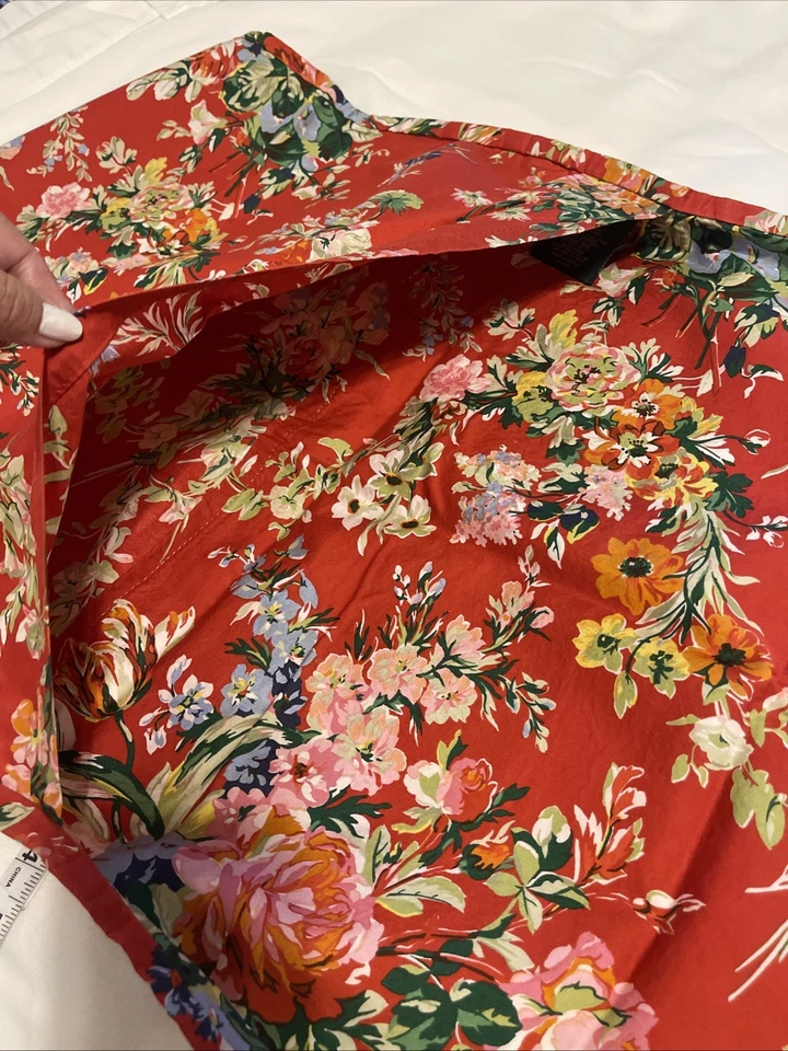 复古 Ralph Lauren Pillow Shams Belle Harbor KING 2 件套 红色花卉 — 第 4/4 张图片