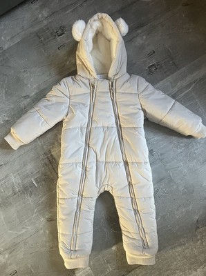 NWOT Mori Baby Recycled Waterproof Quilted Pramsuit - Ivory 18-24 Mo
